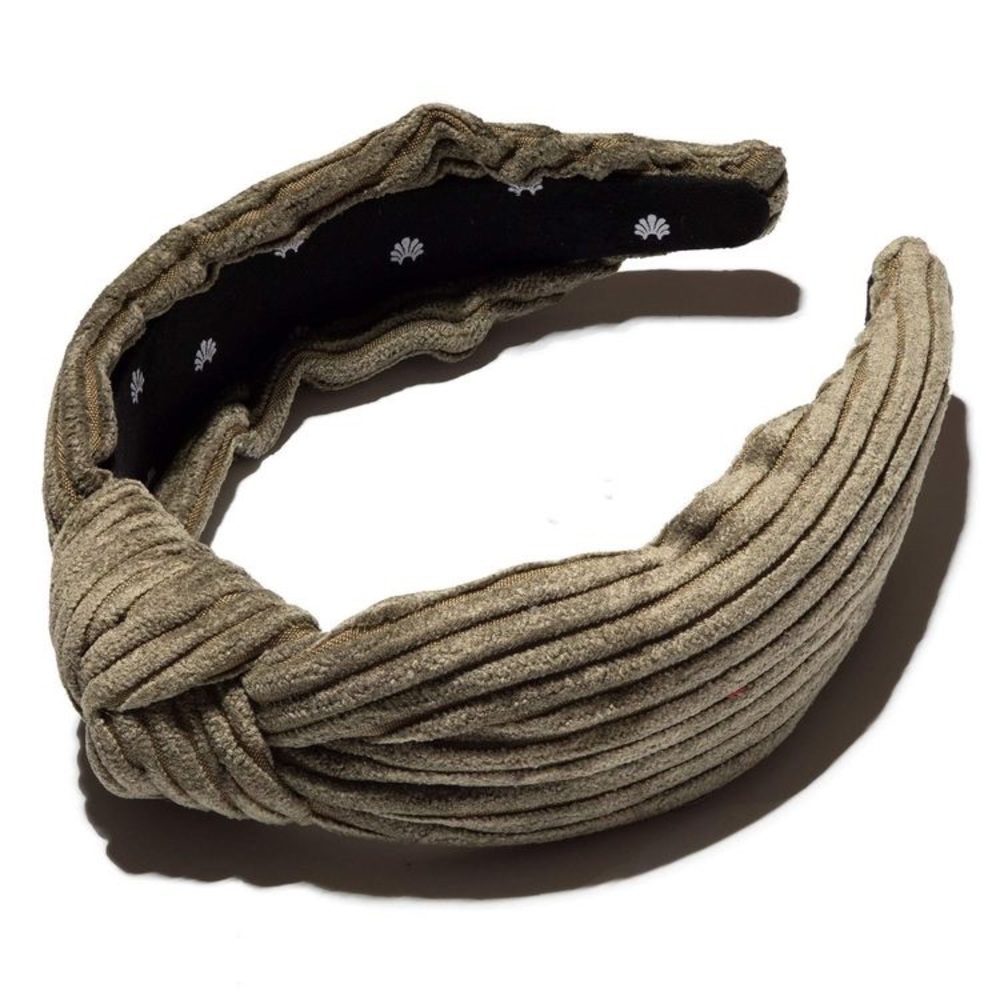 Lele Sadoughi Knot Headband Olive Corduroy